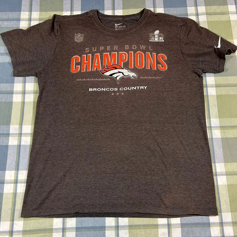 Nike Mens L Denver Broncos Super Bowl 50 Champions T Shirt
